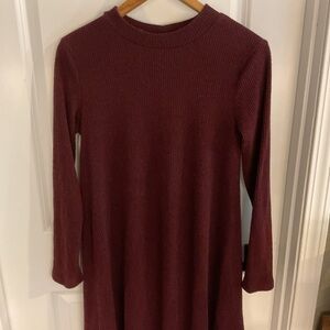 Old Navy - Maroon Long Sleeve Dress Mock Neck Ribbed Dress - Ladies Size Medium